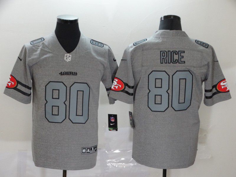 Men San Francisco 49ers 80 Rice Grey Retro Nike NFL Jerseys